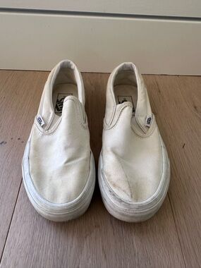 Vans White Slip-On Canvas Shoes
